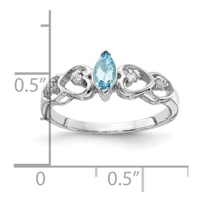 14K White Gold 1/20 ct tw Swiss Blue Topaz & Diamond Marquise Ring – view 3