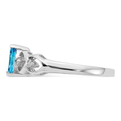 14K White Gold 1/20 ct tw Swiss Blue Topaz & Diamond Marquise Ring – view 4