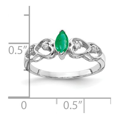 14K White Gold 1/20 ct tw Emerald & Diamond Marquise Heart Ring – view 2