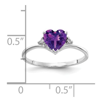 14K White Gold Amethyst & Diamond Heart Ring – view 2