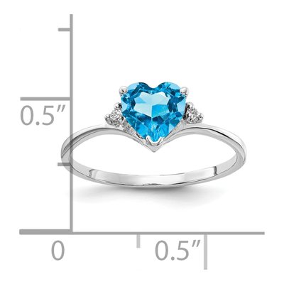 14K White Gold Swiss Blue Topaz & Diamond Heart Ring – view 2