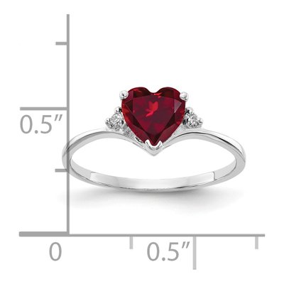 14K White Gold Lab-Created Ruby & Diamond Heart Ring – view 2