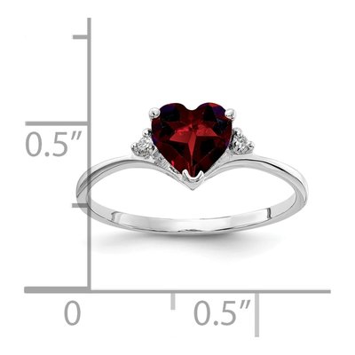 14K White Gold Garnet & Diamond Heart Ring – view 2
