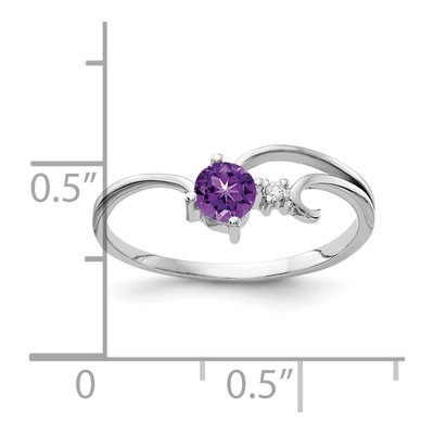 14K White Gold Amethyst & Diamond Round Ring – view 2