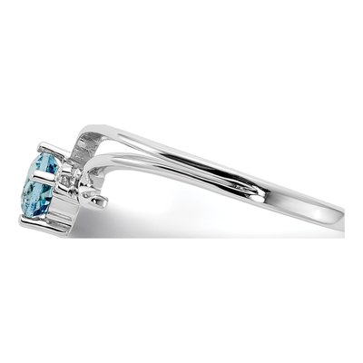 14K White Gold Swiss Blue Topaz & Diamond Ring – view 4