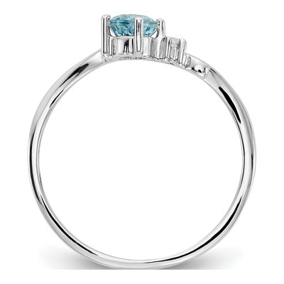 14K White Gold Swiss Blue Topaz & Diamond Ring – view 2