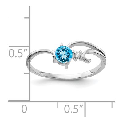 14K White Gold Swiss Blue Topaz & Diamond Ring – view 3
