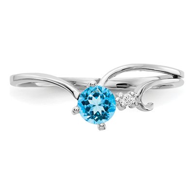 14K White Gold Swiss Blue Topaz & Diamond Ring – view 5