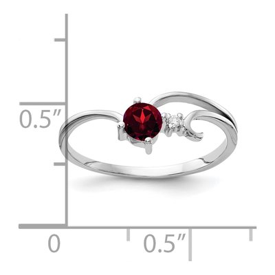 14K White Gold Garnet & Diamond Round Ring – view 2