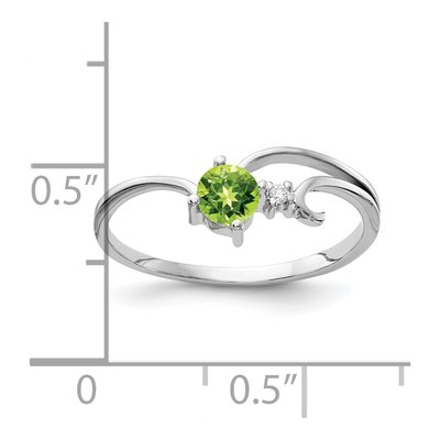 14K White Gold Peridot & Diamond Round Ring – view 2