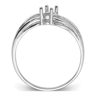 14K White Gold Oval Wave Ring Mounting – view 3