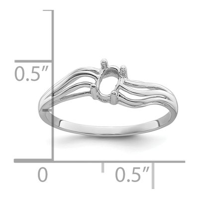 14K White Gold Oval Wave Ring Mounting – view 6