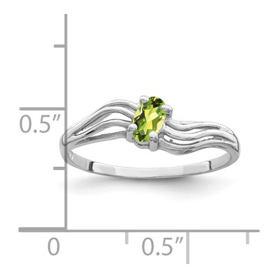 14K White Gold Peridot Oval Wave Ring – view 2