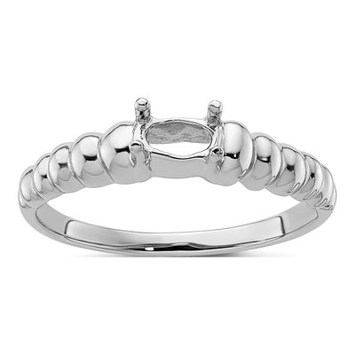 14K White Gold East-West Oval Ring Mounting