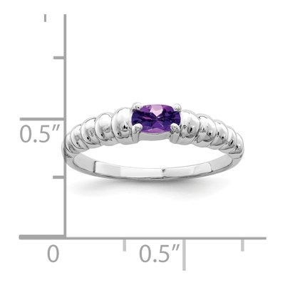 14K White Gold Amethyst Oval East-West Ring – view 2