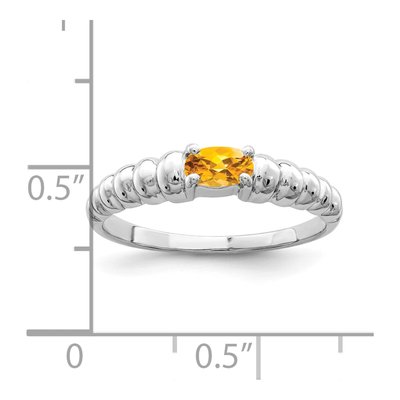 14K White Gold Citrine Oval East-West Ring – view 2