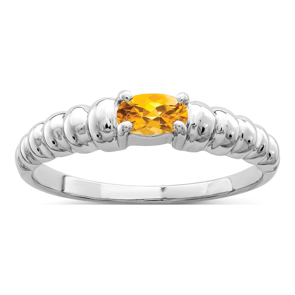 14K White Gold Citrine Oval East-West Ring