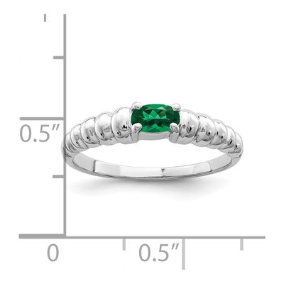 14K White Gold Lab-Created Helenite St Helens Oval Ring – view 2