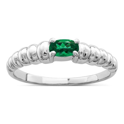 14K White Gold Lab-Created Helenite St Helens Oval Ring