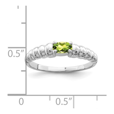 14K White Gold Peridot Oval East-West Ring – view 2