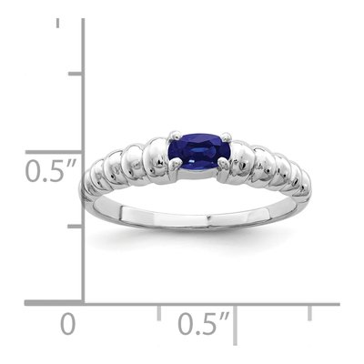 14K White Gold Sapphire Oval East-West Ring – view 2