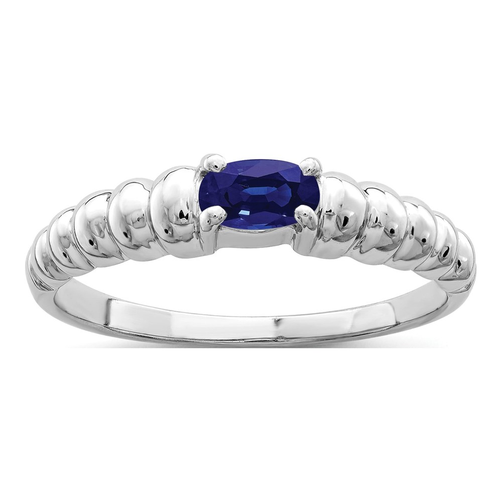 14K White Gold Sapphire Oval East-West Ring
