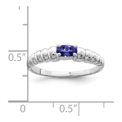 14K White Gold Tanzanite Oval East-West Ring – view 2