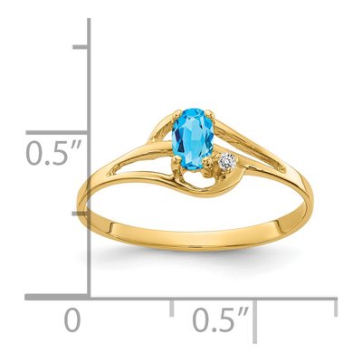14K Yellow Gold Swiss Blue Topaz & Diamond Oval Ring – view 2