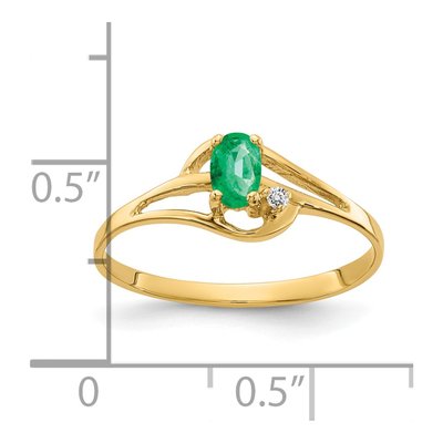 14K Yellow Gold Emerald & Diamond Oval Ring – view 2