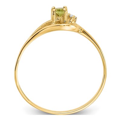 14K Yellow Gold Peridot & Diamond Oval Ring – view 2