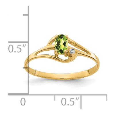 14K Yellow Gold Peridot & Diamond Oval Ring – view 3