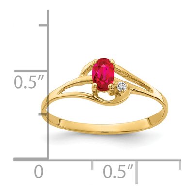 14K Yellow Gold Ruby & Diamond Oval Ring – view 2