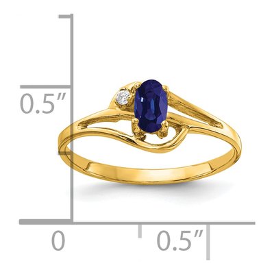 14K Yellow Gold Sapphire & Diamond Oval Ring – view 2