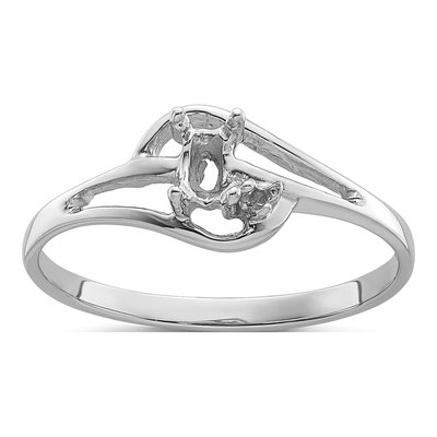 14K White Gold Oval Ring Mounting