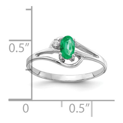 14K White Gold Emerald & Diamond Oval Ring – view 2