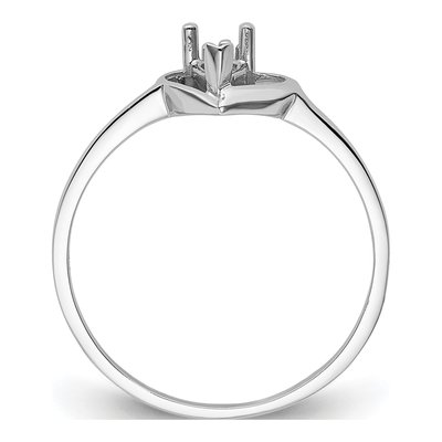 14K White Gold Heart Ring Mounting – view 3