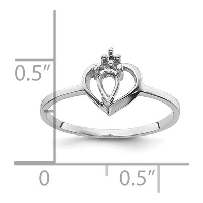 14K White Gold Heart Ring Mounting – view 6