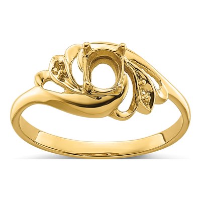 14K Yellow Gold Oval Ring Mounting