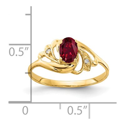 14K Yellow Gold Lab-Created Ruby & Diamond Oval Ring – view 2
