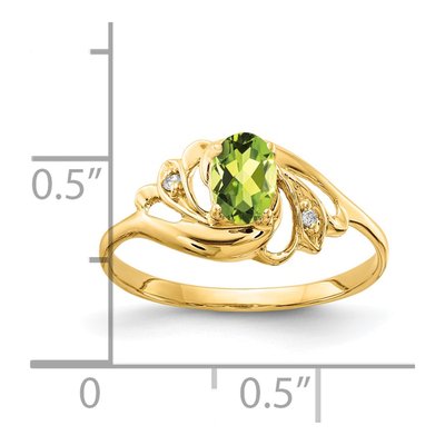14K Yellow Gold Peridot & Diamond Oval Ring – view 2