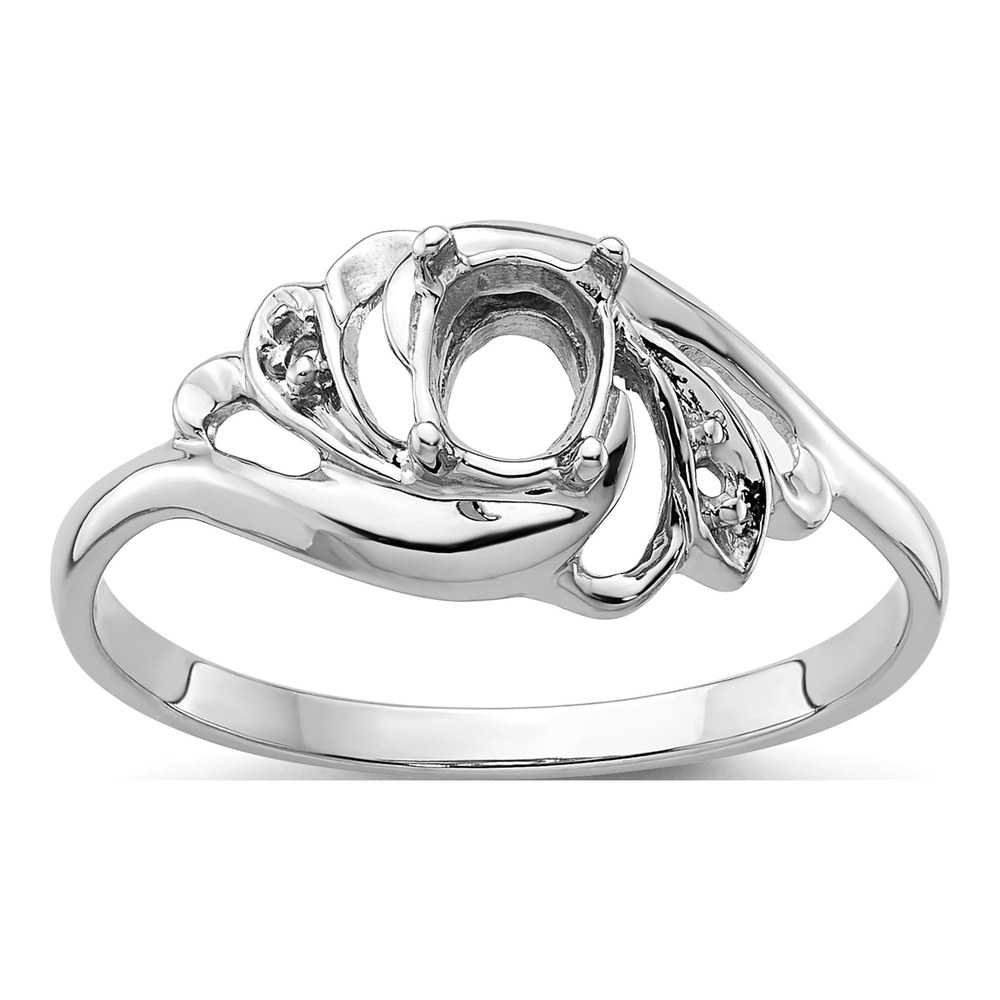 14K White Gold Oval Ring Mounting
