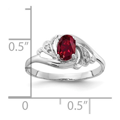 14K White Gold Lab-Created Ruby & Diamond Oval Ring – view 2