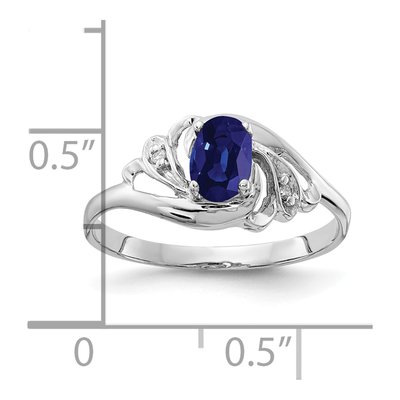 14K White Gold Sapphire & Diamond Oval Ring – view 2