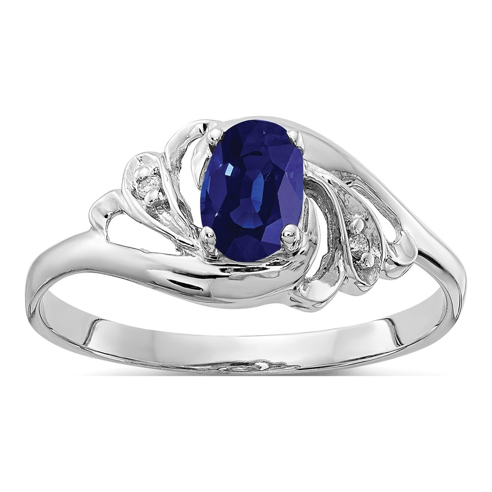 14K White Gold Sapphire & Diamond Oval Ring