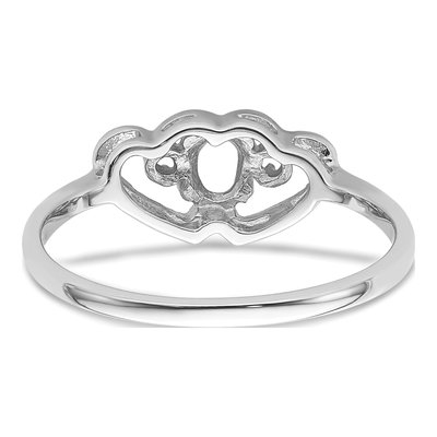 14K White Gold Two Hearts Ring Mounting – view 4