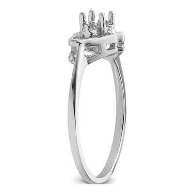 14K White Gold Two Hearts Ring Mounting – view 5