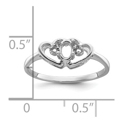 14K White Gold Two Hearts Ring Mounting – view 6