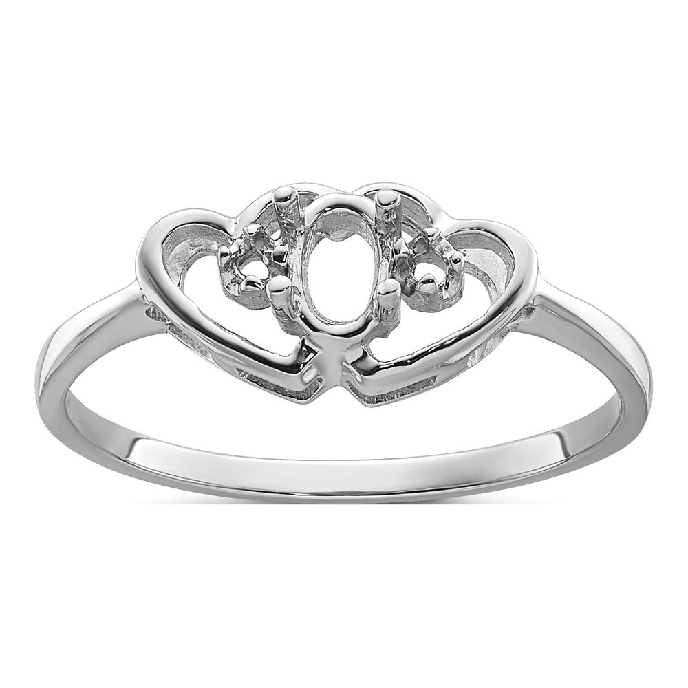 14K White Gold Two Hearts Ring Mounting