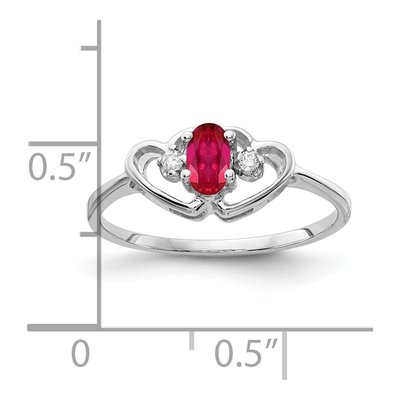 14K White Gold Ruby & Diamond Oval Two Hearts Ring – view 2