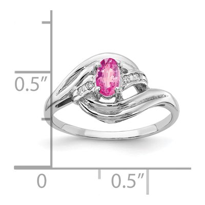 14K White Gold Sapphire & Diamond Oval Ring – view 2